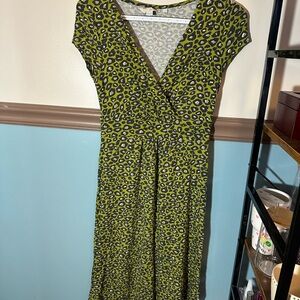 Boden Leopard Print Lime Green Dress